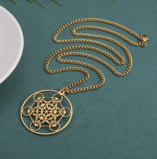 Archangel of Metatron Sacred Geometry Symbol Necklace - Gold