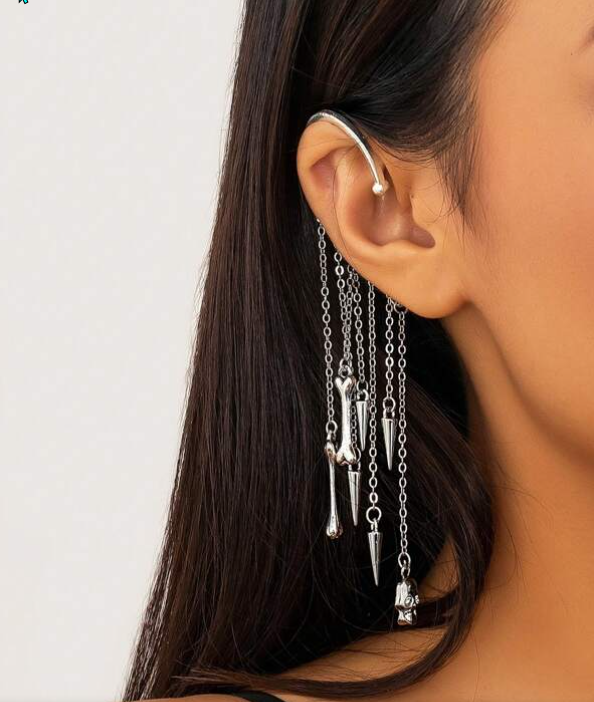 Gothic Skull & Skeleton Ear Wrap