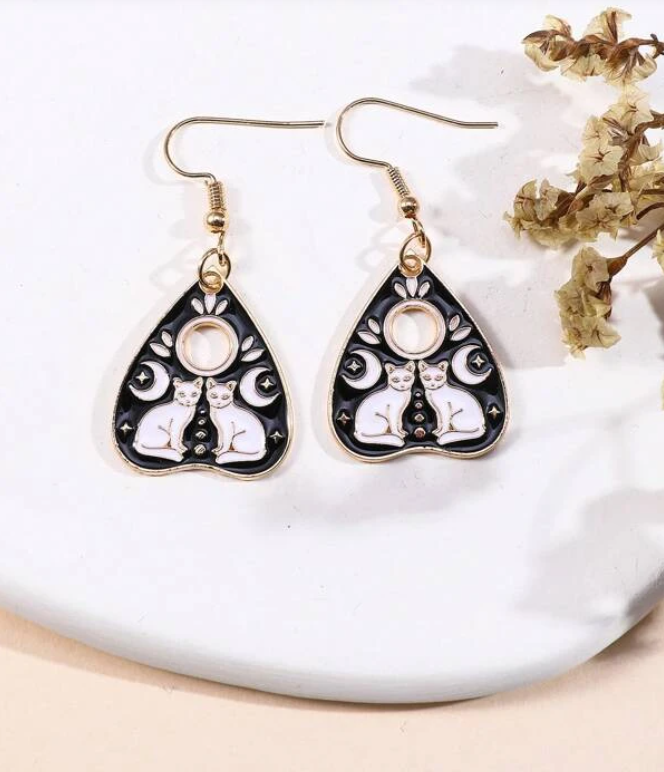 Dual Cat Ouija Board Planchette (Pointer) Earring