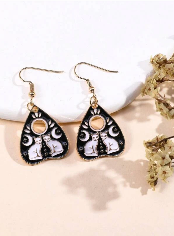 Dual Cat Ouija Board Planchette (Pointer) Earring