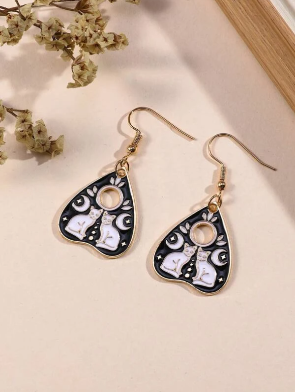 Dual Cat Ouija Board Planchette (Pointer) Earring