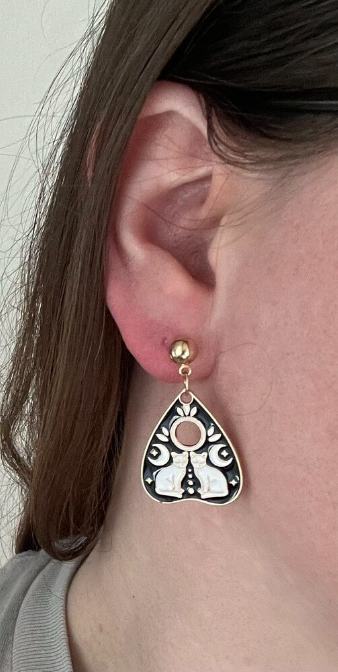 Dual Cat Ouija Board Planchette (Pointer) Earring
