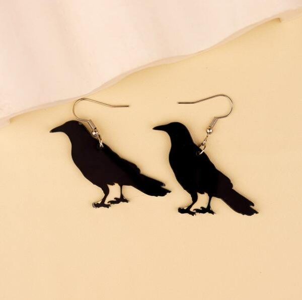Witchy Acrylic Raven Dangle Earrings