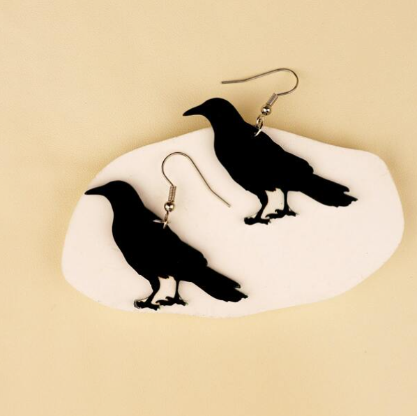 Witchy Acrylic Raven Dangle Earrings