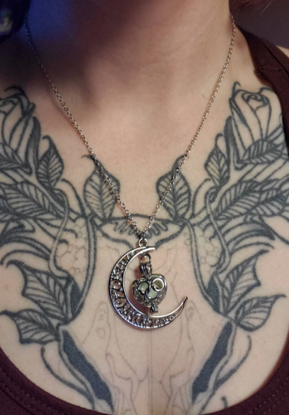 Glow In The Dark Heart Crescent Moon Necklace