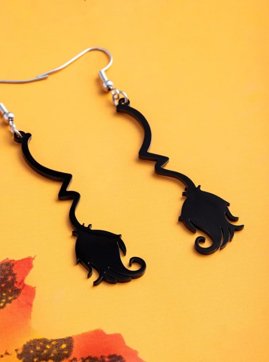 Witchy Acrylic Broom Stick Dangle Earrings