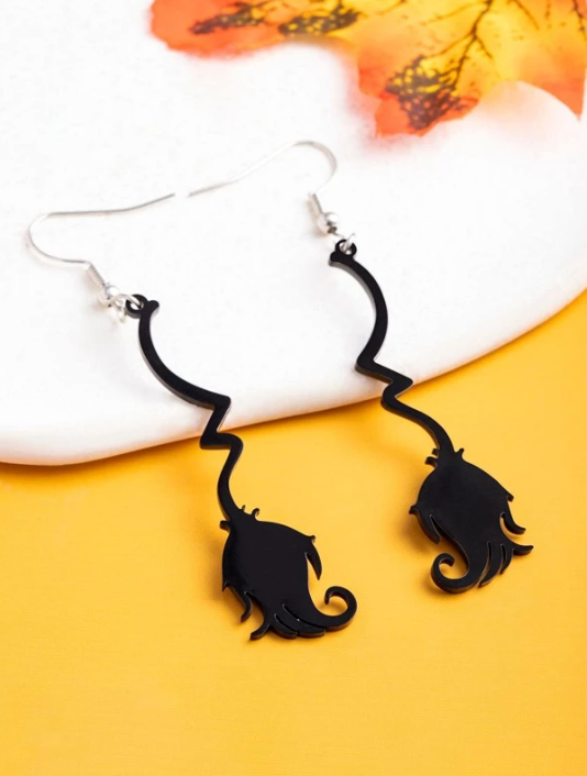 Witchy Acrylic Broom Stick Dangle Earrings