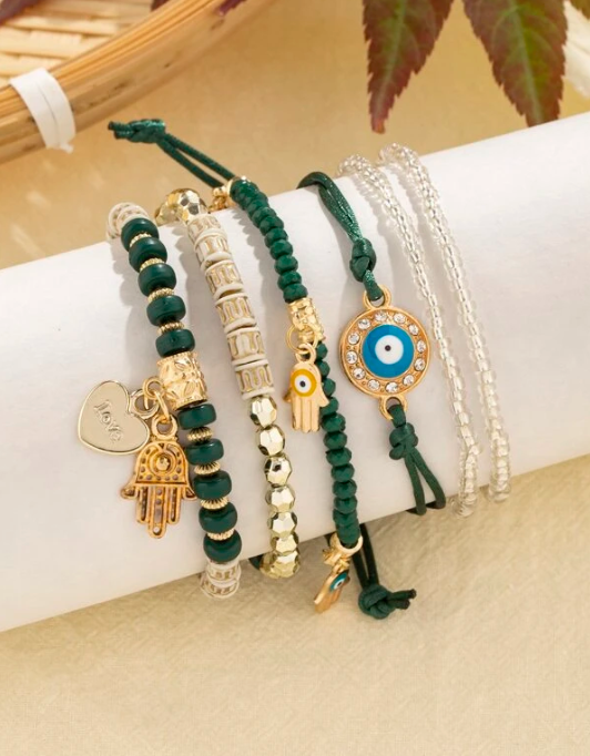 [DNSR] Layered Beaded Bracelet /追跡付 5pcs Hamsa Layered Beaded Bracelet – Mystic Trends