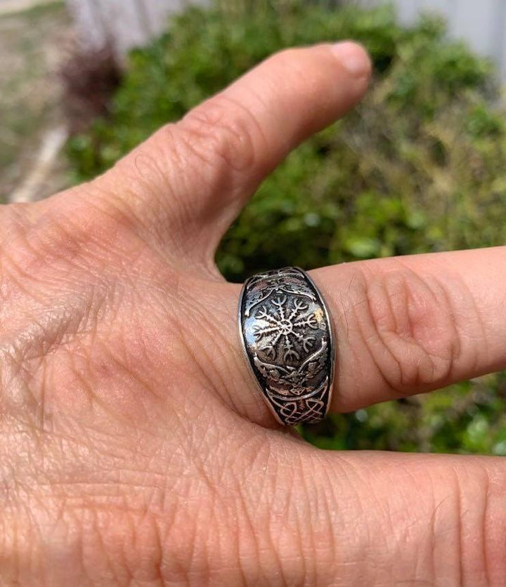 Vintage Tai Silver Eagle Viking Compass Ring