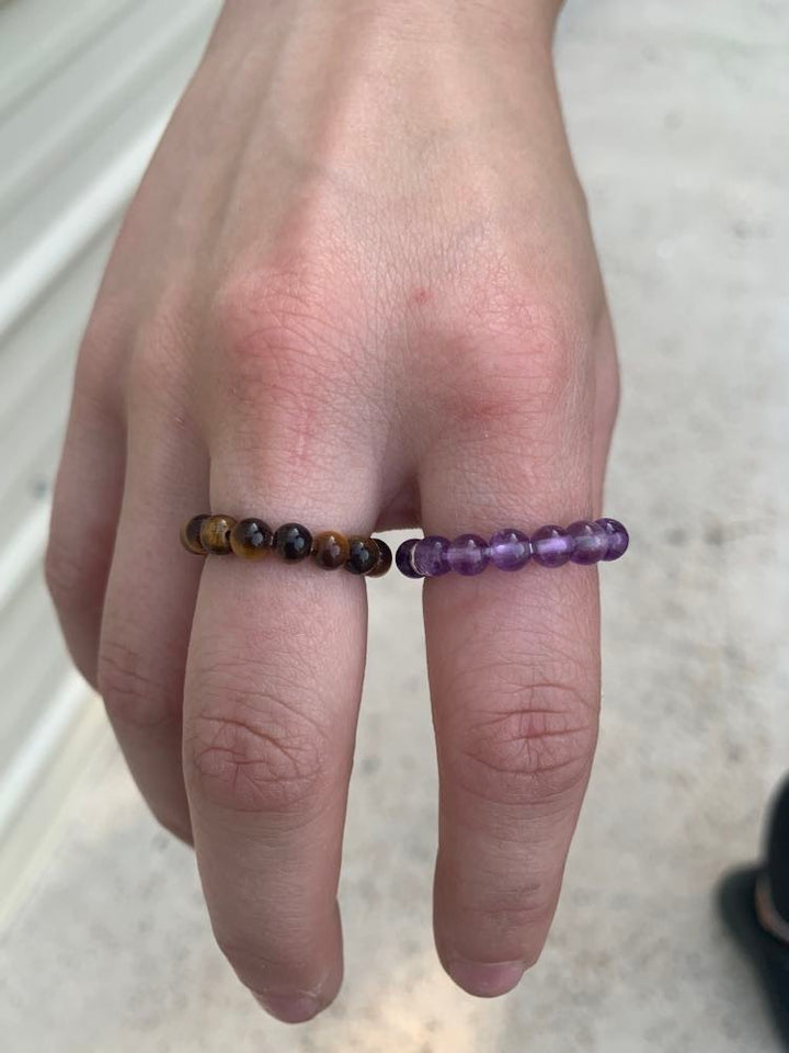 7 Chakra Rings 4mm Natural Stone Beads