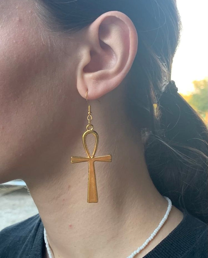 Egyptian Ankh Life Symbol Cross Earrings