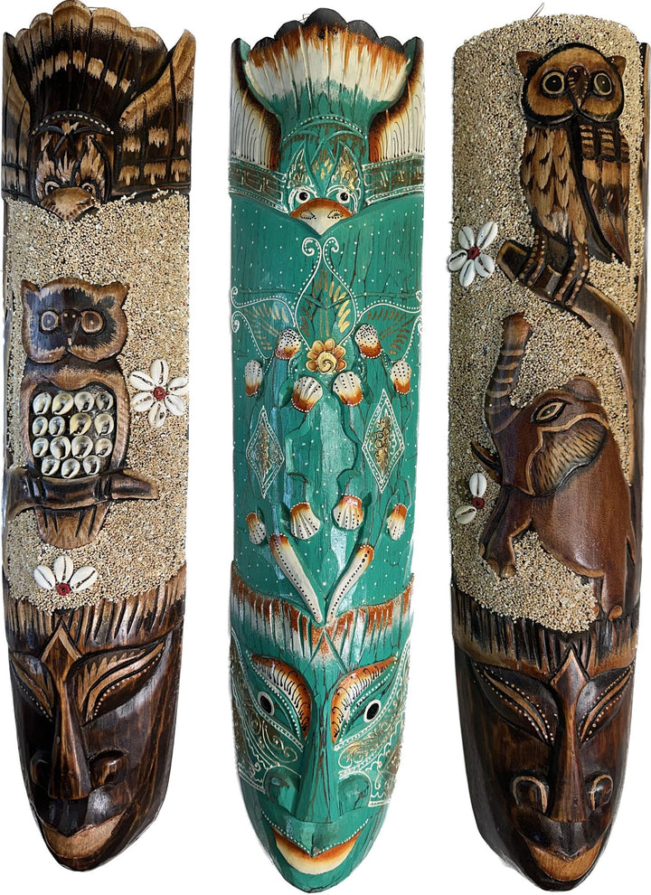 Indigenous Totem Mask - Wood Hand Carved / Painted 12" or 20"