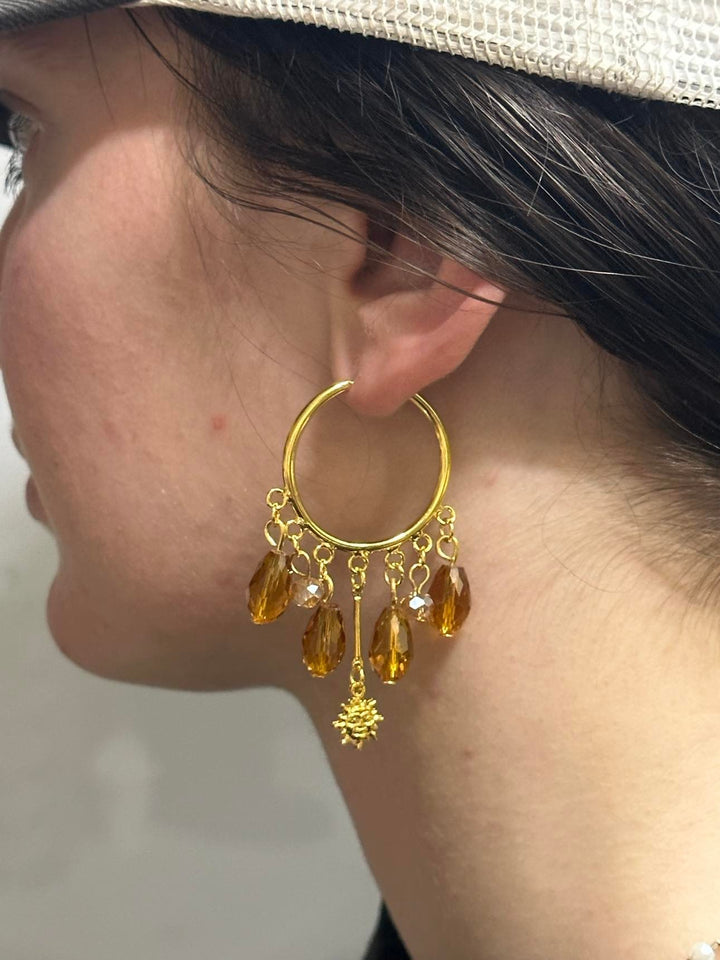 Wicca Sun Yellow or Moon Blue Dangle Earrings