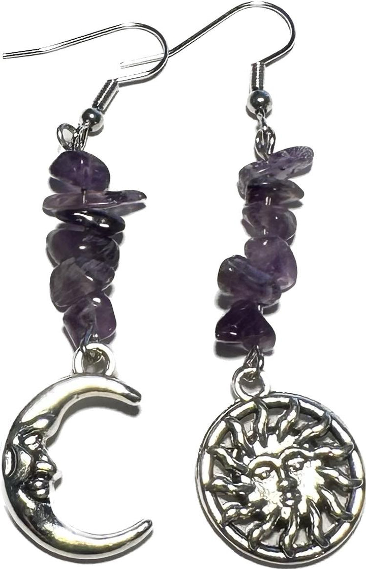 Sun Moon Witchy Amethyst Earrings