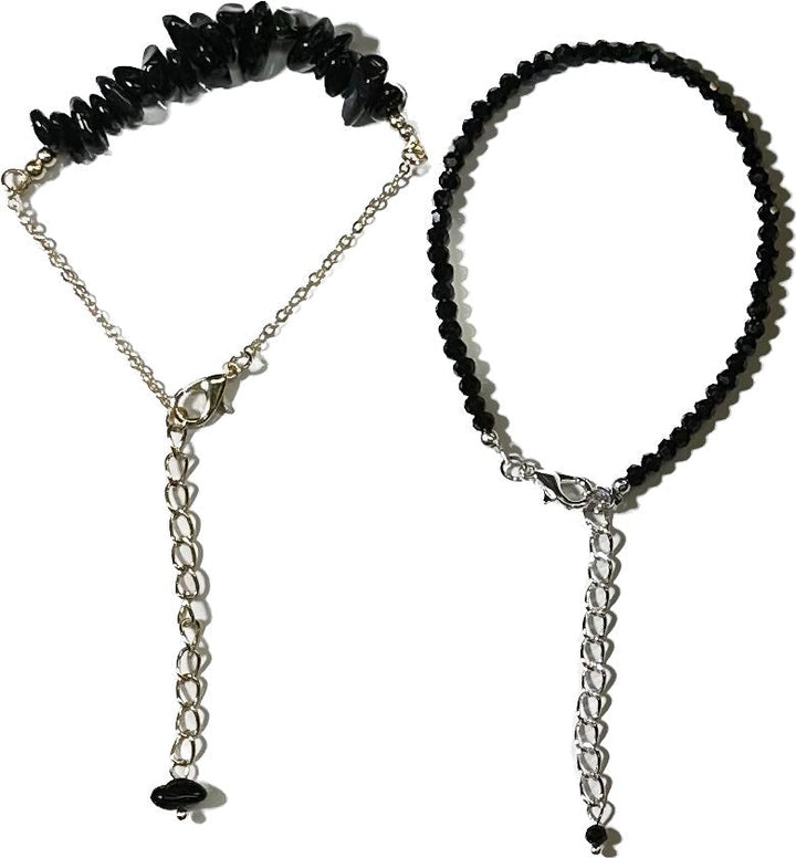 Black Tourmaline Empath Protection Bracelet 2 pc Set