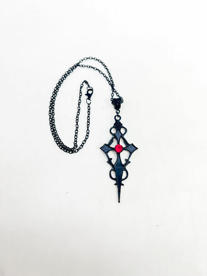 Goth Vampire Cross Earrings Necklace Set
