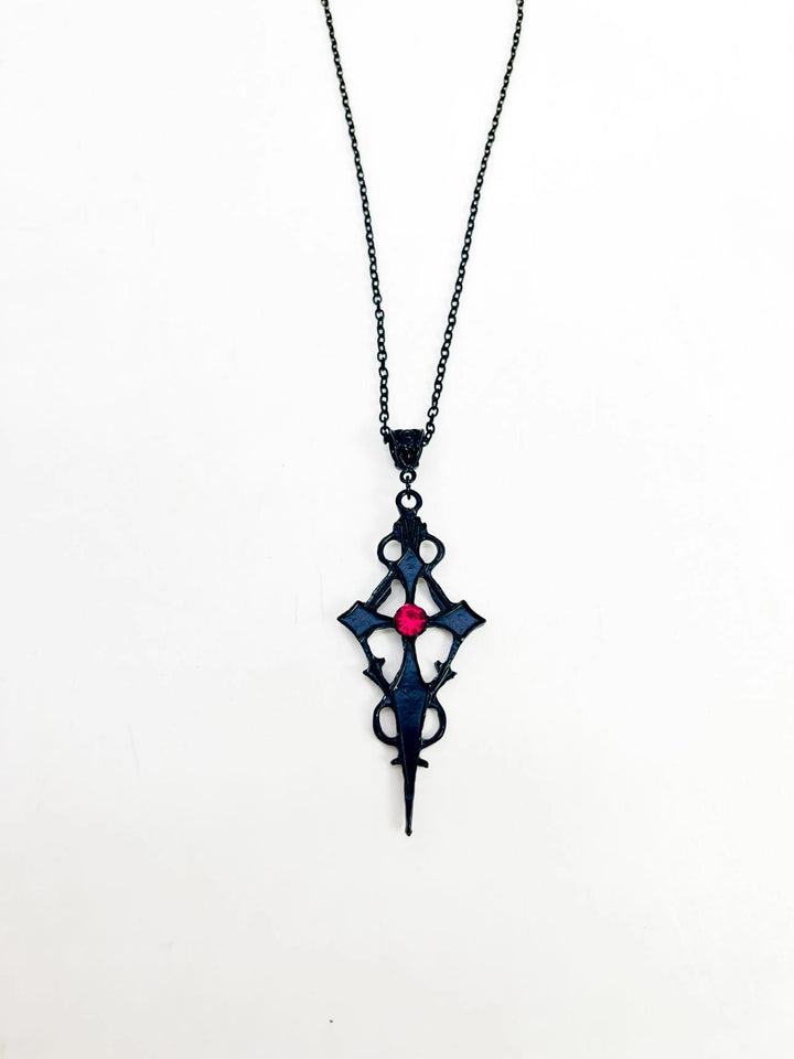 Goth Vampire Cross Earrings Necklace Set