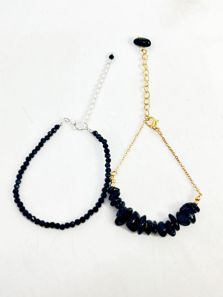 Black Tourmaline Empath Protection Bracelet 2 pc Set