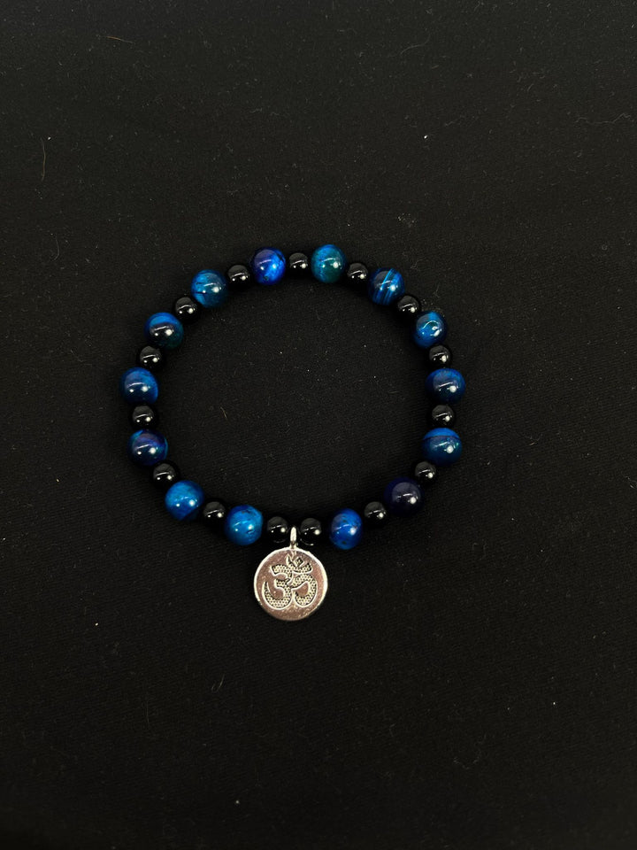"OM" Sacred Symbol Natural Tiger Eye Stone Bracelet (3 Types)