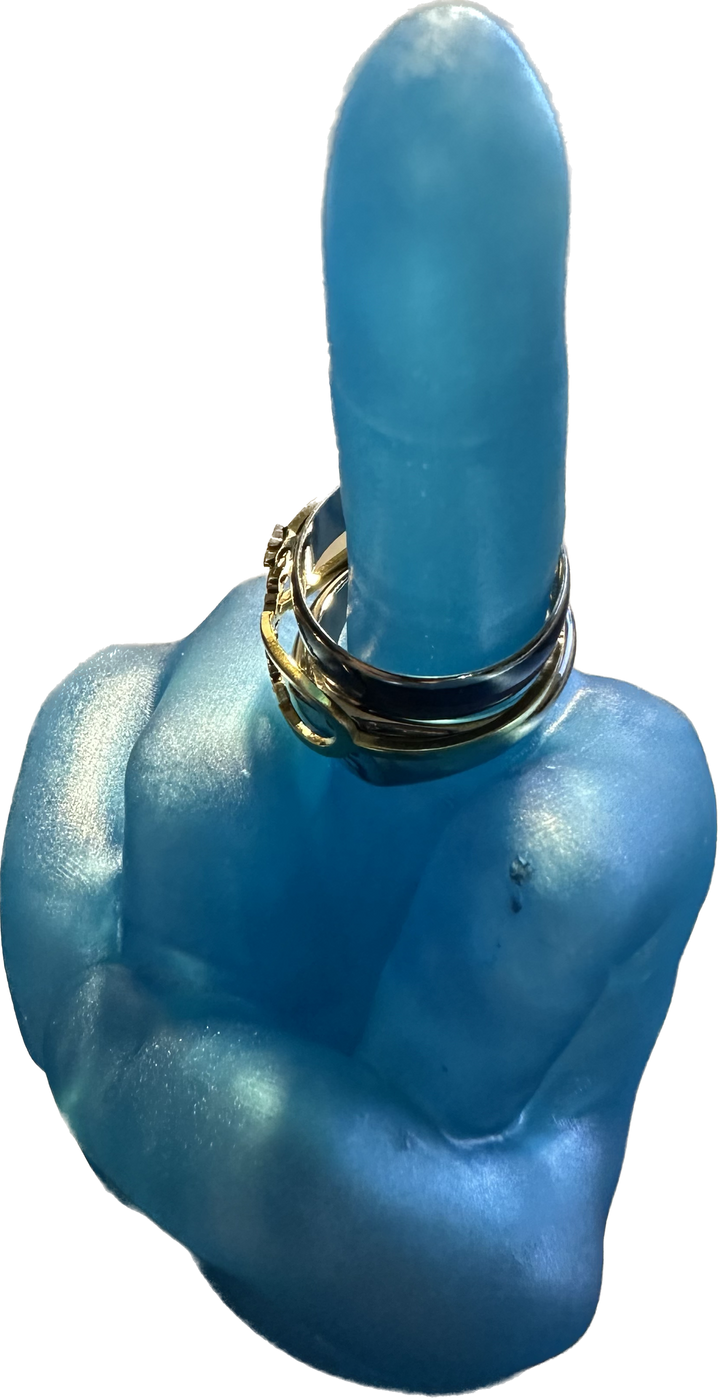 Blue Middle Finger Ring Holder