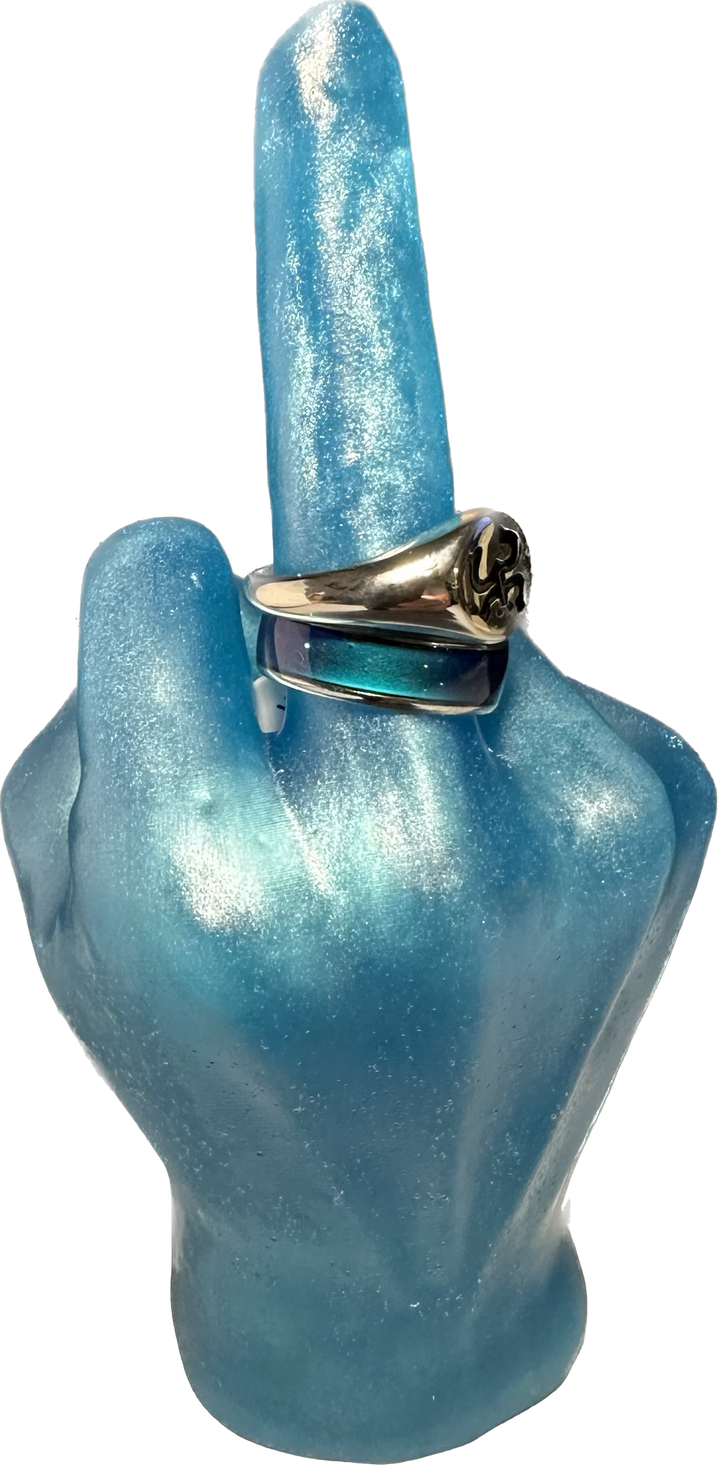 Blue Middle Finger Ring Holder