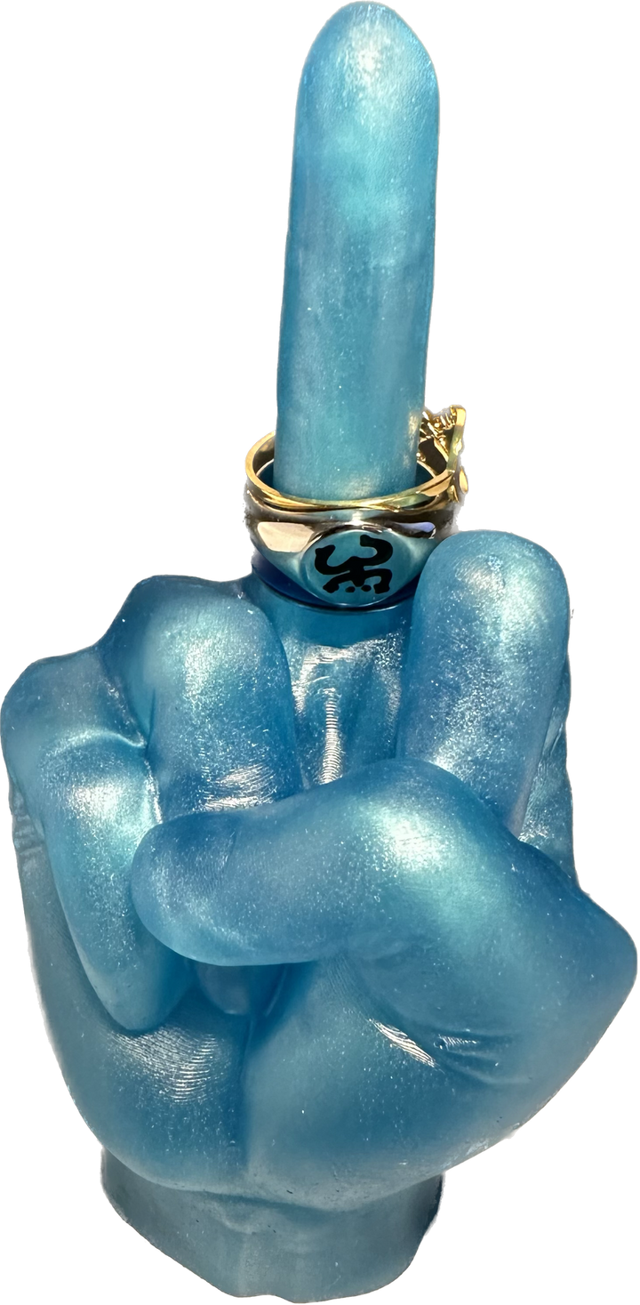 Blue Middle Finger Ring Holder
