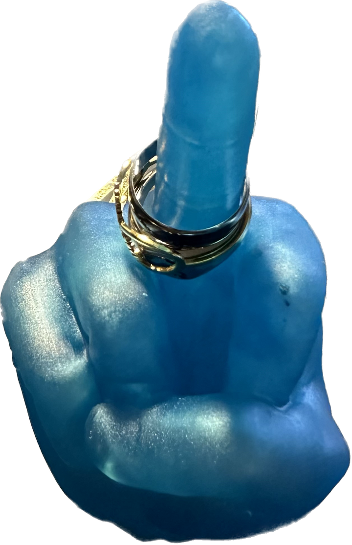 Blue Middle Finger Ring Holder