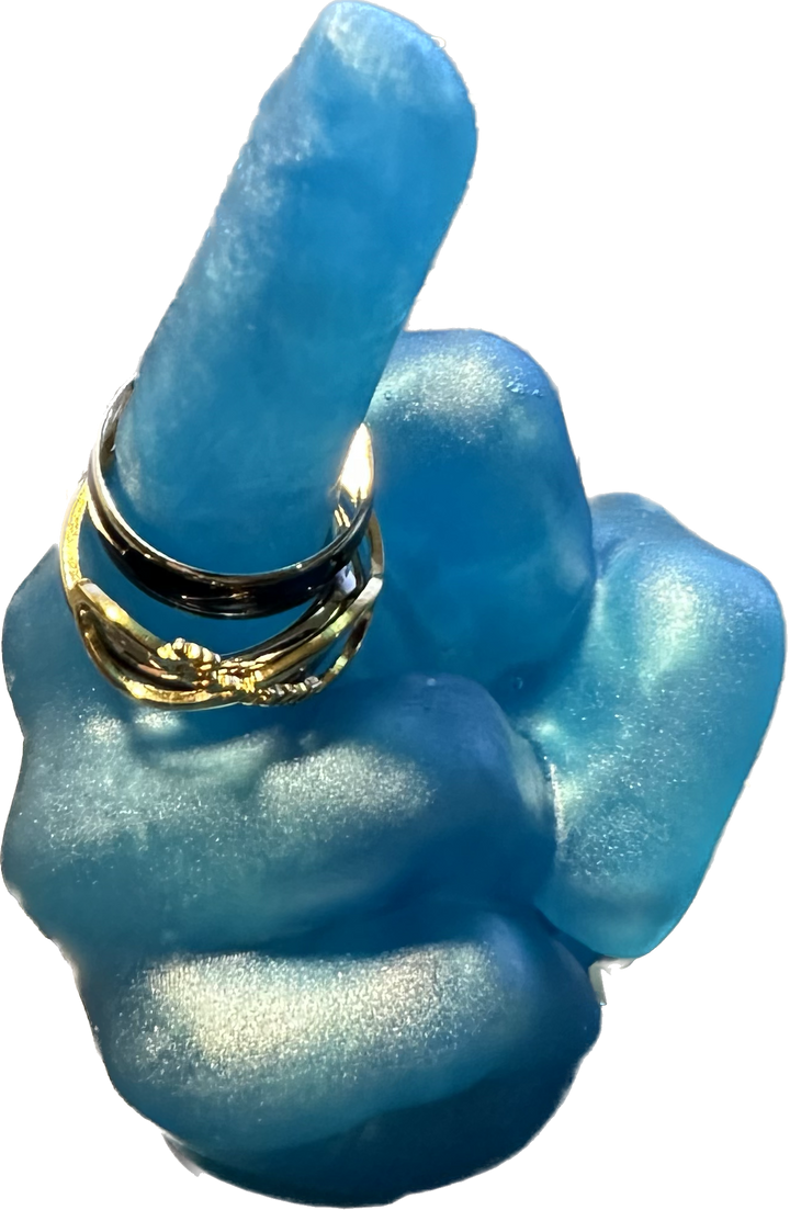 Blue Middle Finger Ring Holder