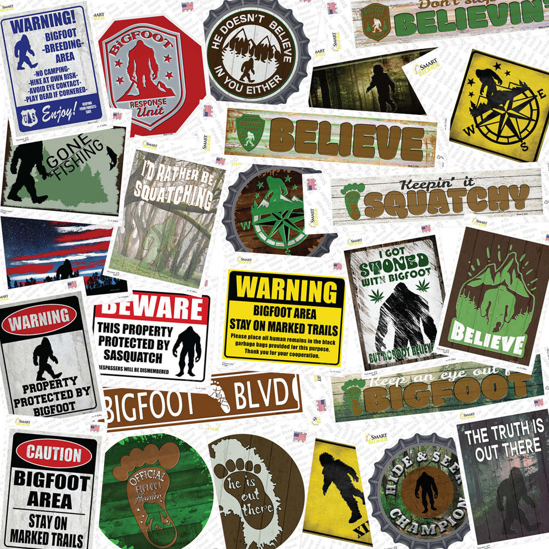 Set of 25 Assorted Quality Bigfoot Decal's