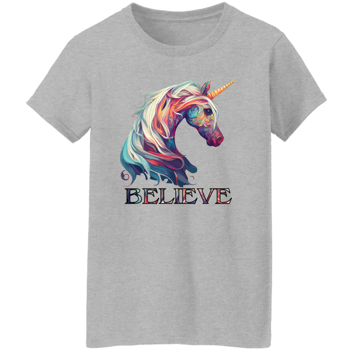 Believe Unicorn Ladies' 5.3 oz. T-Shirt