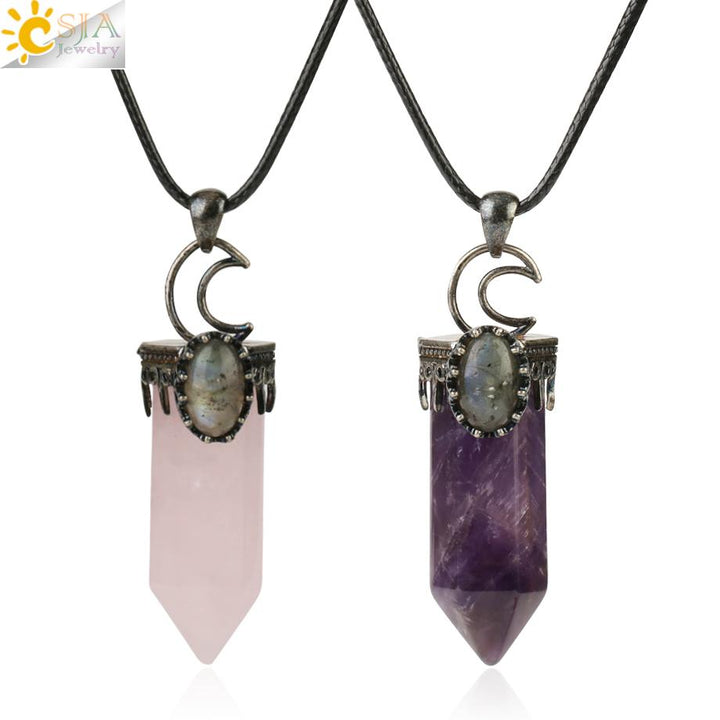 Semi-Precious Natural Stone/Crystal Pendants Necklace
