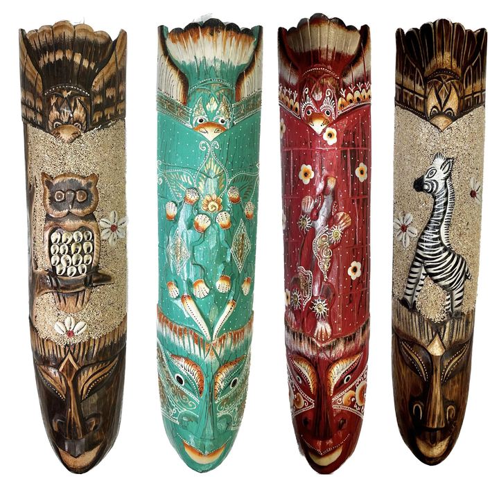 African Kuba Totem Mask - Wood - Hand Carved / Painted 20"