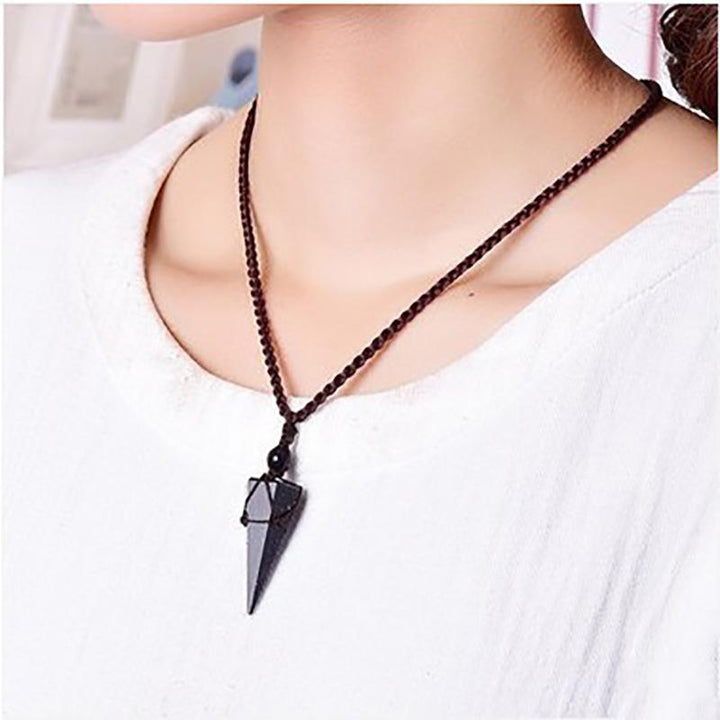 Blue Sandstone Cone Shaped Pendant Necklace