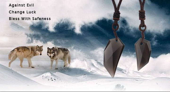 Obsidian Wolf Tooth Necklace