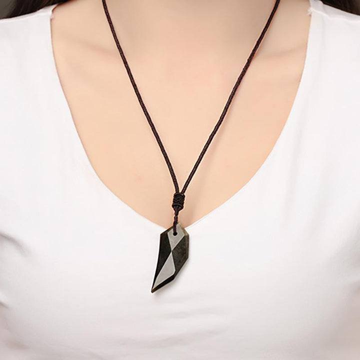 Obsidian Wolf Tooth Necklace
