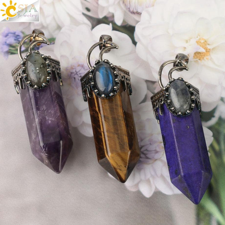 Semi-Precious Natural Stone/Crystal Pendants Necklace
