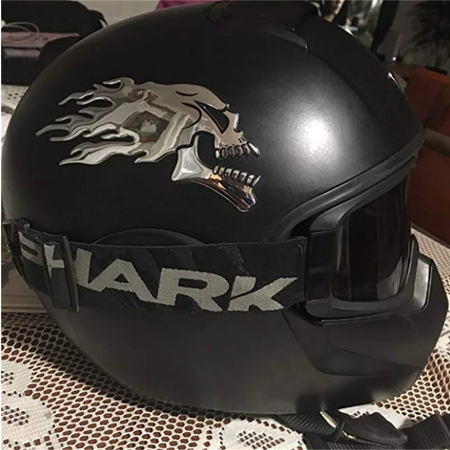 3D Flaming Skull Raised Chrome Decal