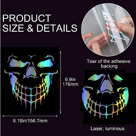 Skull Decal - 3D Laser Vinyl (two colors)