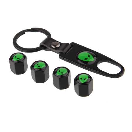 Green Alien Valve Stom Covers W/ Wrench