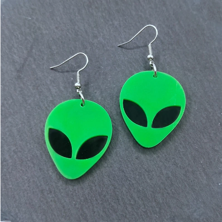 Green Alien Earrings