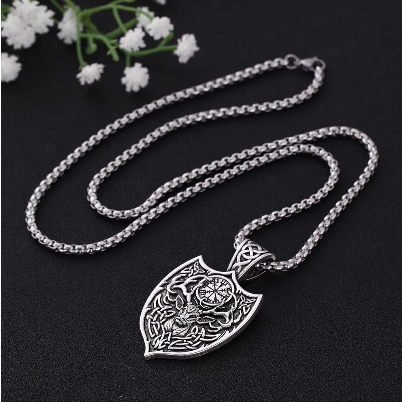 Stag Shield (Protect Health) Viking Talisman Amulet Necklace