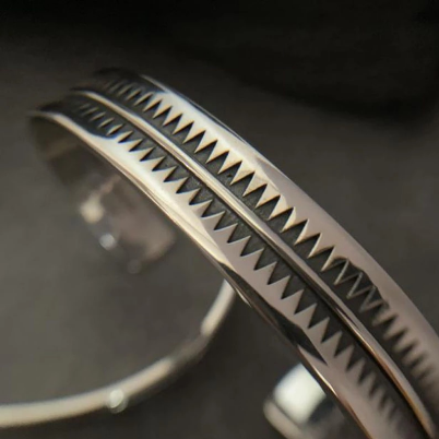 Sterling Thai Silver 925 Vintage Serrated Viking Design Bangle