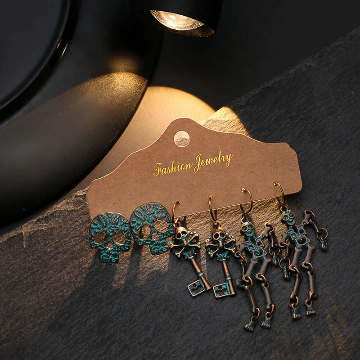 Skull / Skeleton Earring Set - Green