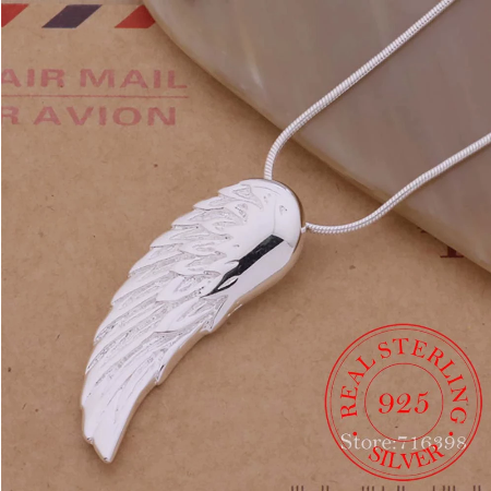 Genuine 925 Sterling Silver Angel Wing Necklace