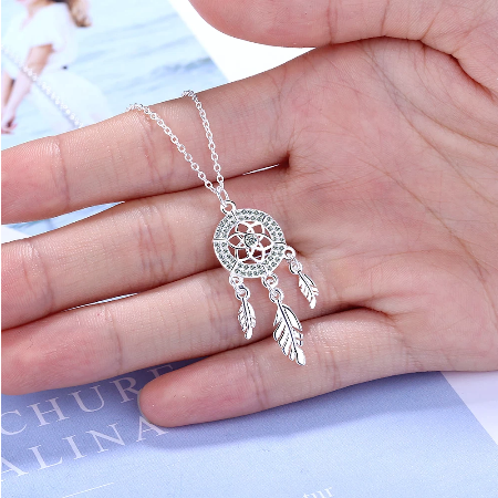 Meekat Genuine 925 Sterling Silver Dream Catcher Pendant Necklace