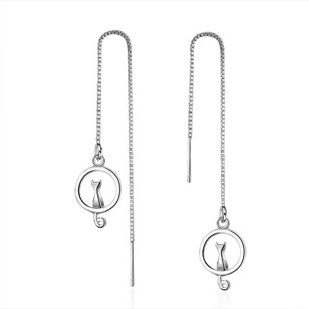 Mystic Cat on Crescent Moon Earring / Necklace Set 925 Sterling Silver - 2