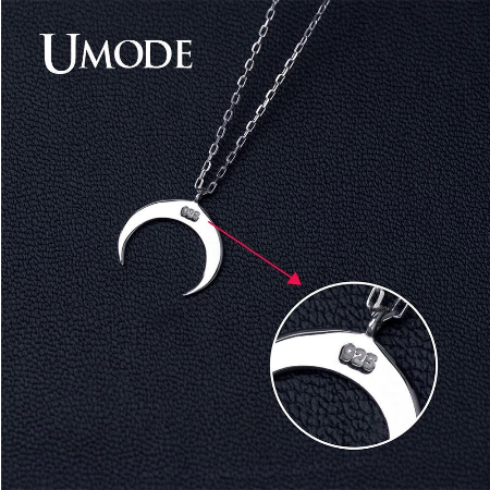Crescent Moon Necklace Sterling Silver .925
