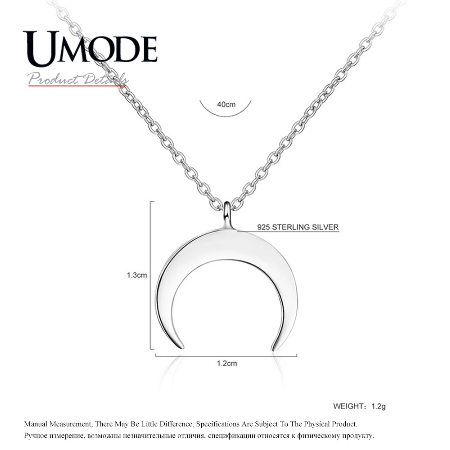 Crescent Moon Necklace Sterling Silver .925