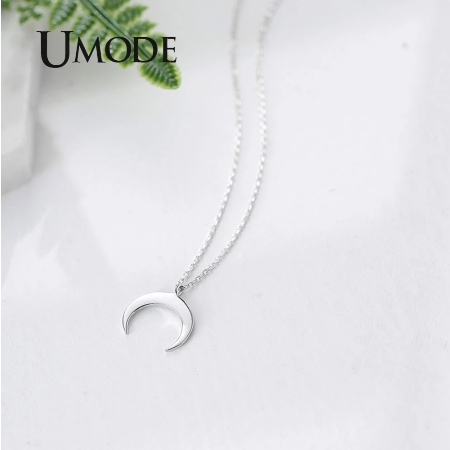 Crescent Moon Necklace Sterling Silver .925