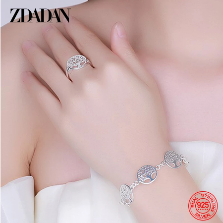 925 Sterling Silver Tree Of Life Chain Charm Bracelet